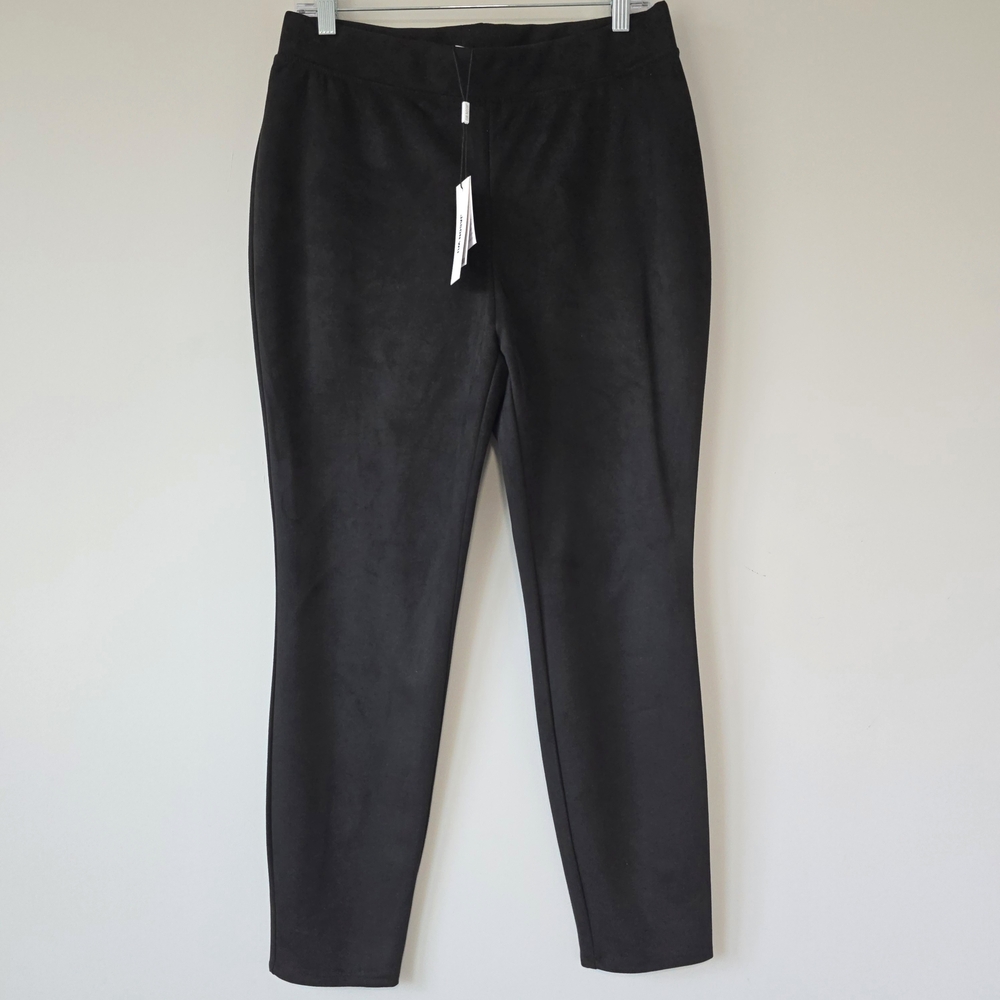 NWT Jason Wu Suede Faux Leatger Slim Ankle Pants Women Large Black